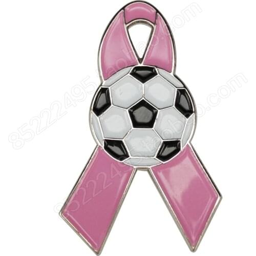Breast Cancer Awareness Sports Soccer Pink Ribbon Lapel Pins