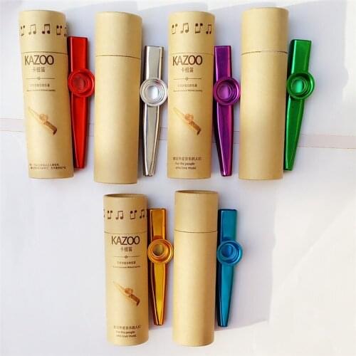 Metal Kazoos with Box Musical Instruments Flutes Diaphragm Mouth Kazoo Flute Guitar Musical For Beginners Kids Adult Party Gifts
