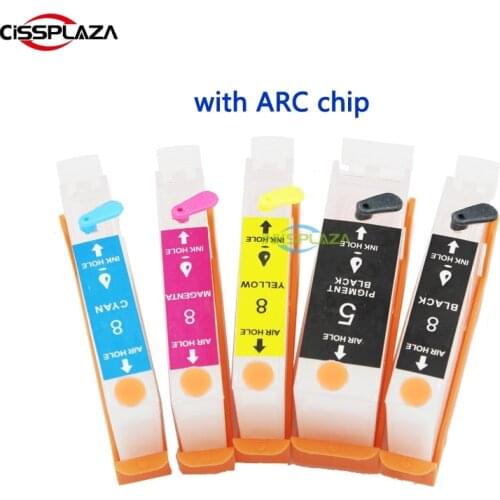 CISSPLAZA PGI5 CLI8 Refillable ink Cartridge for PIXMA ip4200 ip4300 ip5200 500 4500x 5200 5200R 5300 with ARC chip