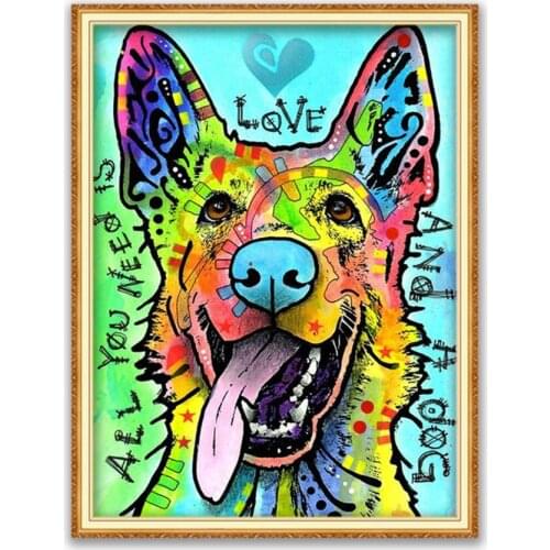 Animal German Shepherd DIY 11CT Embroidery Cross Stitch Kits Craft Needlework Set Printed Canvas Cotton Thread Home Decoration