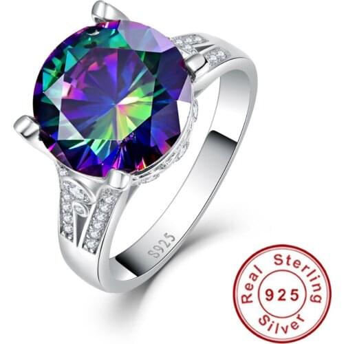 Rainbow Crystal Engagement Wedding Ring Set 925 Sterling Silver Rings For Women Band Wedding Rings Promise Ring Bridal Jewelry
