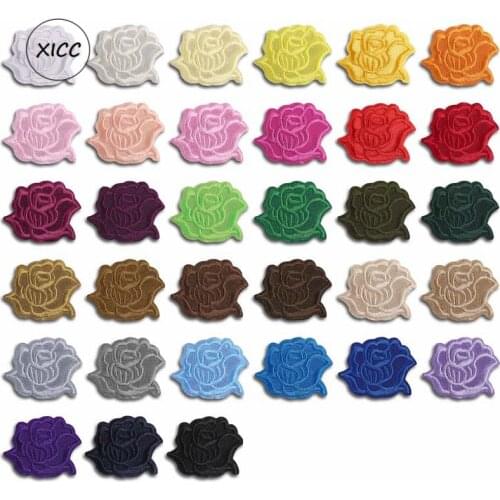 XICC Various Rose Embroidery Iron On Patches For Hotel Restaurant Tablecloth Bedding Bag Bed Sheet DIY Stickers On Clothes