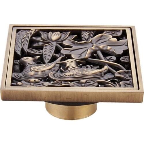 Whosale Or Retail European Antique Deodorant Floor Drain High-Quality, Bathroom Shower Brass Floor Drains Strain Covers Hot Sell