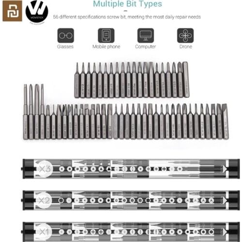 Original Wowstick Electric Screwdriver X1/X2/X3 56pcs Multi-purpose 4mm S2 Steel Screwdriver Screw Bits Set for xiaomi Mi Mijia