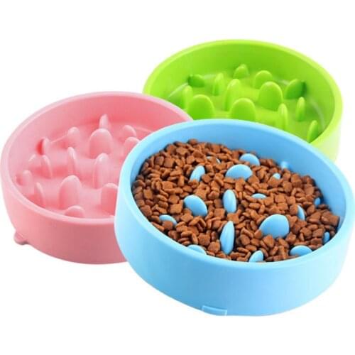 Plastic Pet Dogs Eating Bowl Feeder Food Bowl Non-slip Anti-gulping Slow Feeder Dog Cat Bowls Pet Supplies