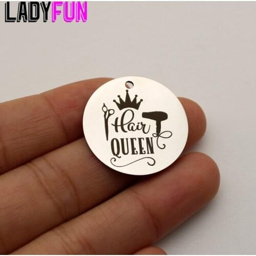 Hair Queen Charm Stainless Steel Charms High Polish Mirror Surface Pendant 20pcs/lot