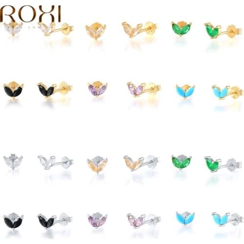 ROXI Bunny Ears Stud Earrings for Girls Women Piercing Earrings Minimalism Ear bone nail Earrings 925 Silver Jewelry kolczyki