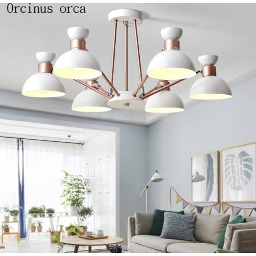 Nordic modern minimalist iron Chandelier living room bedroom creative personality candy color matching spider chandelier