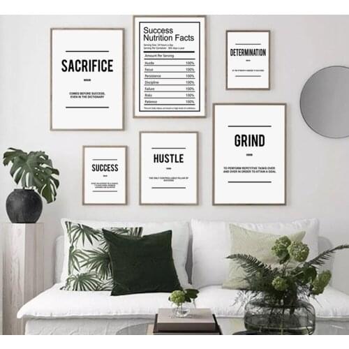 Success Noun Inspirational Quotes Nordic Posters and Prints Wall Art Canvas Painting Wall Pictures for Living Room Office Decor