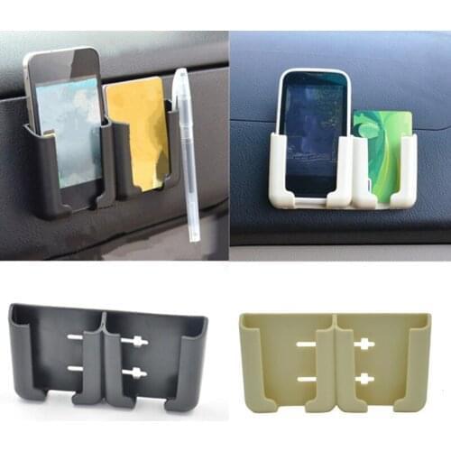 Double Grid Storage Automobiles Mobile Phone Card Holder Multi- Purpose Car Smartphone Organizer Boxes Bracket Vehicle Supplies