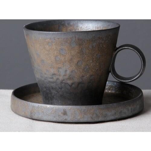 Japanese Porcelain Tea Cups Retro Coffee Cup Vintage Household Water Cup Mug Black Tazas De Ceramica Creativas Latte Cup