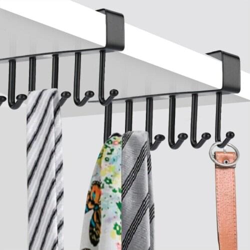Kitchen Organizer Storage Rack Iron 6 Hooks Hanging Cup Holder Bathroom Clothes Rack Kitchen Cabinet Storage Shelf