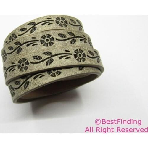 10mm Flat leather cord Beige Dandelion amboss Cinerous 10x2mm leather cord S1040