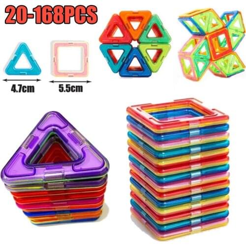 20-168pcs Magnetic Constructor Set Triangle Square Bricks Magnetic Building Blocks Modeling Building Toys for Children Gifts