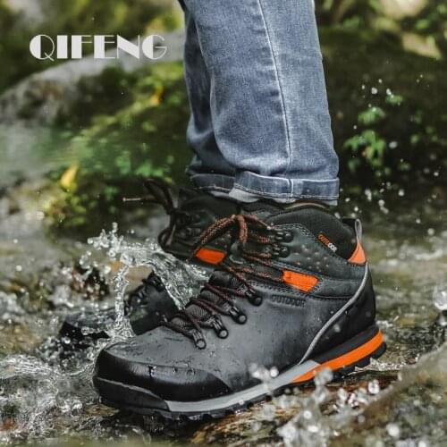 2021 Outdoor Waterproof Hiking Boots Men Summer Lace Up Rain Boots Trekking Mountain Shoes Walking Motomotorcycle Ankle Boots