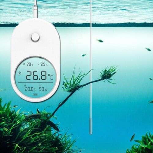 3 in 1 Electronic Aquarium Water Thermometer Hygrometer LCD Digital Water Temperature Measuring Tool with Probe for Fish Tank