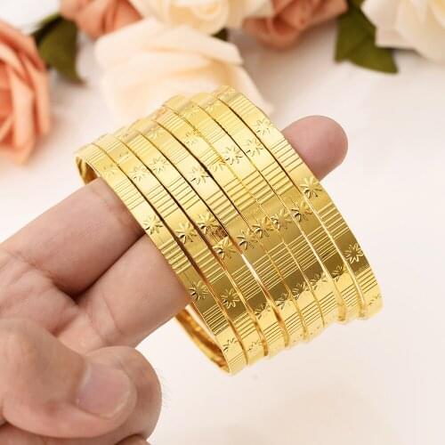 4pcs lady Luxury Gold Color Jewelry Bangles For Women Ethiopian African Dubai Bracelet Party wedding Gifts Ornament