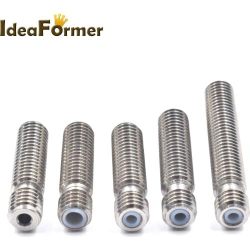 5pcs RepRap V5 3D Printer M6 * 26 mm 30 mm 40 mm Heat Break Throat With PTFE tube For 1.75mm Nozzle 3d Printer Parts