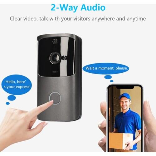 720P WiFi Doorbell Wireless Smart Visual Intercom Video Bell for Apartments Security Camera PIR Night Vision WiFi Ring Doorbell