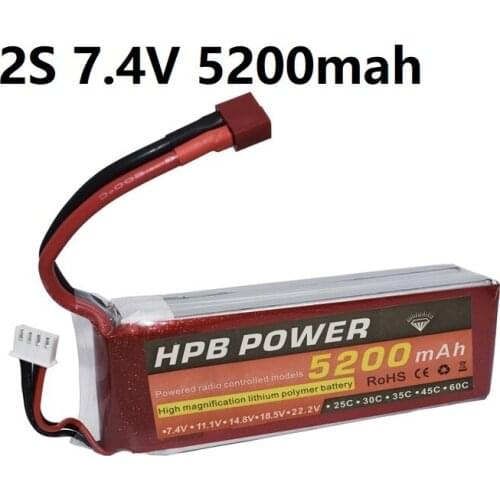 2S 7.4V 5200mAh 45C Rechargeable Battery 2S LiPo Battery 7.4V Li-Polymer Battery For RC Helicopters Car Boat RC Drone Battery