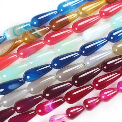 Natural multi-Color Agate Waterdrop 8x20mm beads 15inch ,Jewelry Making Beads