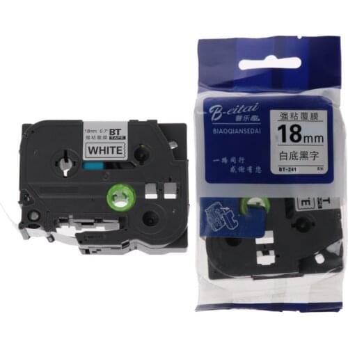Black on White Label Tape Compatible for Brother Tape tze-241 tz-241 18mm