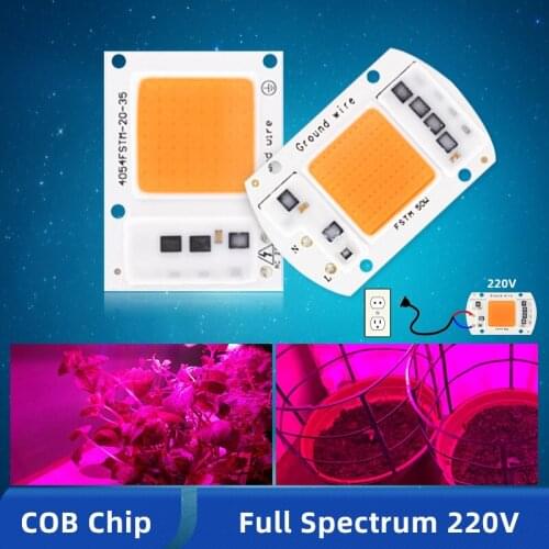 OK-B LED Grow Light Chip COB/UV Full Spectrum/Warm/Cold White AC 220V 240V 20W 30W 50W 100W For Flower Plant Growth