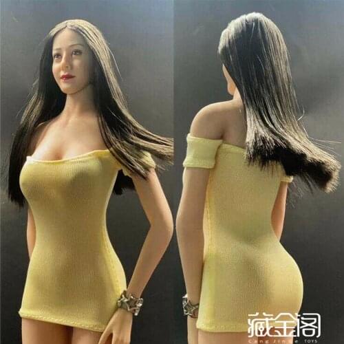 CJG-W035 1/6 Female Tight Skirt Skinny Dress Clothes Yellow Color In Stock