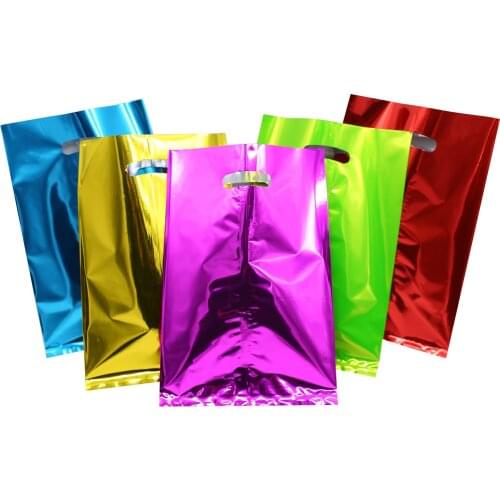 Colorful Gift Bags Handles Plastic Bag Party Supplies Shopping Bag Packaging Wedding Decoration 10pcs/lot