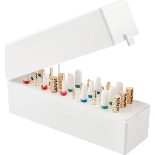 Nail Drill Bits Holder Dustproof Stand Displayer Organizer Container 30 Holes Manicure Tools