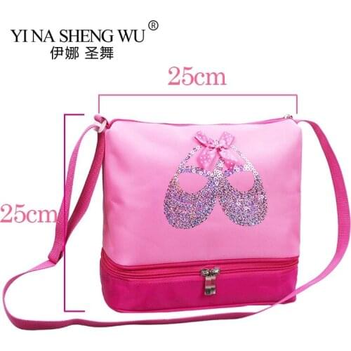 New Girls Kids Dance Embroidered Sequin Ballet Bag Pink Ballet Dance Rectangle Bag Waterproof Canvas Dance Bag For Children