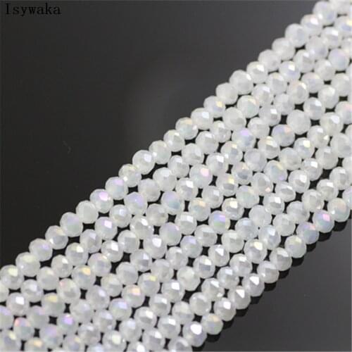 Isywaka Solid white ab Color 1700pcs 2mm Rondelle Austria faceted Crystal Glass Beads Loose Spacer Round Bead for Jewelry Making