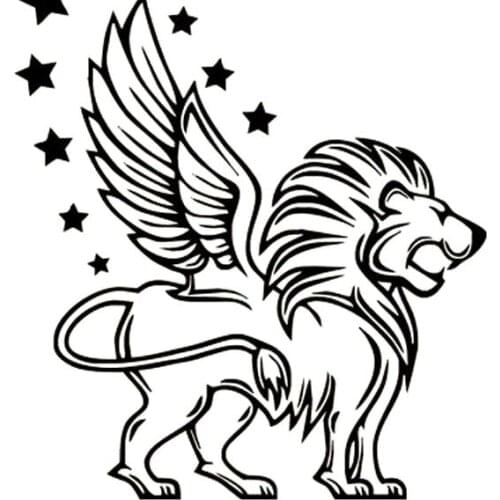 Winged Lion Lion King Decals High Quality Car Window Decoration Personality Pvc Waterproof Decals Black/white, 18cm*16cm