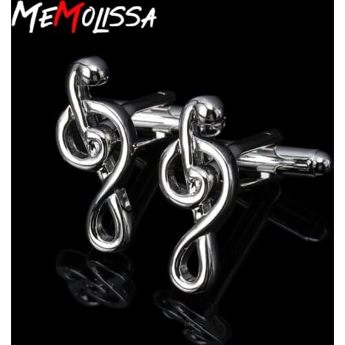 MeMolissa 3 Pairs Exclusive Design Silver Plated CuffLinks Wedding Cufflinks Fashion Musical Note Design Cuff links High Quality