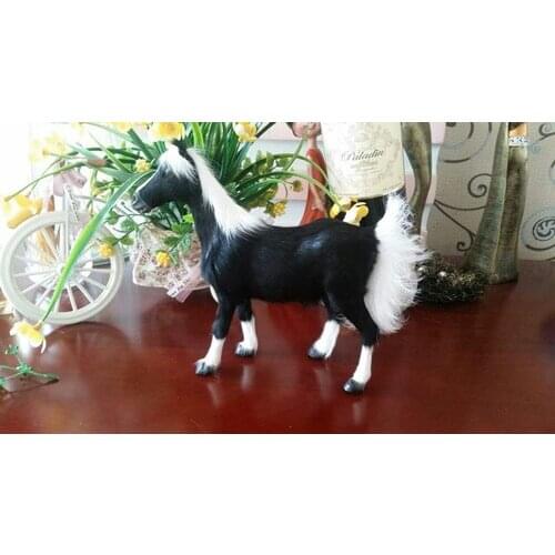 Simulation black horse about 20x23cm model,polyethylene&furs horse toy,home decoration toy Xmas gift w4239