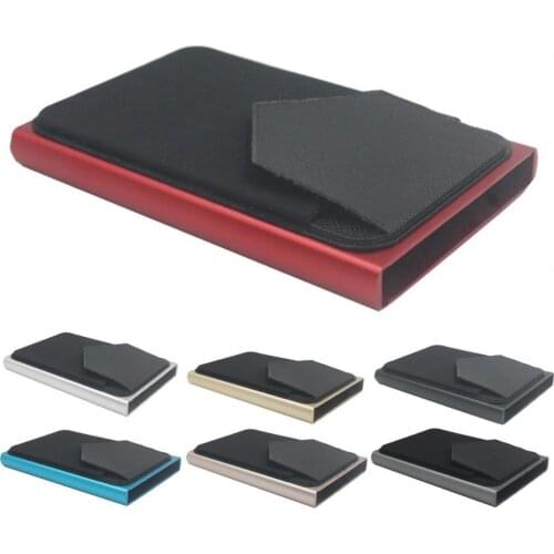 Mens Quick Release Card Holder Compact Plastic Purse with Elasticity Back Pouch Business Storage Bags Organization