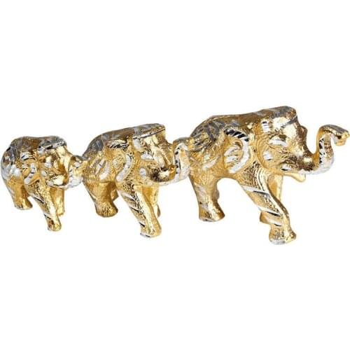 Trinket Elephant Set of 3, Embroidered Brass Miniature Gift Ornament Quality Durable Material Decorative Exquisite Handmade