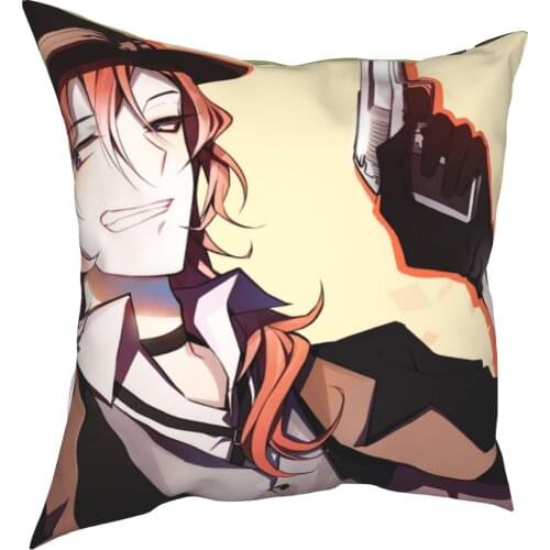 Chuuya Nakahara Bungou Stray Dogs Pillowcase Printed Polyester Cushion Cover Gift Throw Pillow Case Cover Seat Wholesale 45X45cm