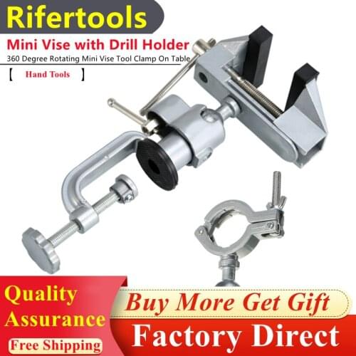 2 In 1 360° Rotatable Mini Bench Vise Portable Table WorkBench Vice With Electric Drill Holder Rotating Clamp Frame For Grinder