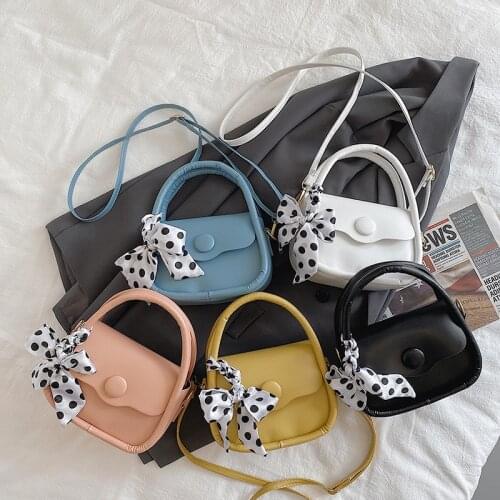 2021 New Silk Ribbon Purse Mini Small Square Bags for Women Luxury Temperament PU Leather Shoulder Bag Work Office Lady Tote