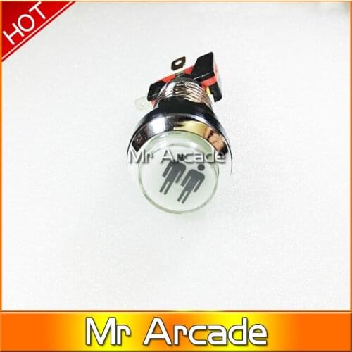NEW ARRIVE CHROME Plated illuminated 12v LED Arcade Push Button with microswitch player 1 and 2