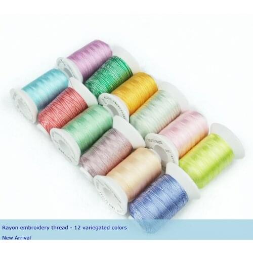 New Arrival Simthread 100% Viscose Rayon Embroidery Thread 12 popular Variegated Colors
