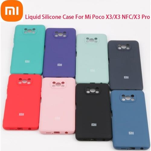 Original Xiaomi Mi Poco X3 Pro Silky Soft-Touch Liquid Silicone Phone Protective Cover Case for Poco X3NFC with logo