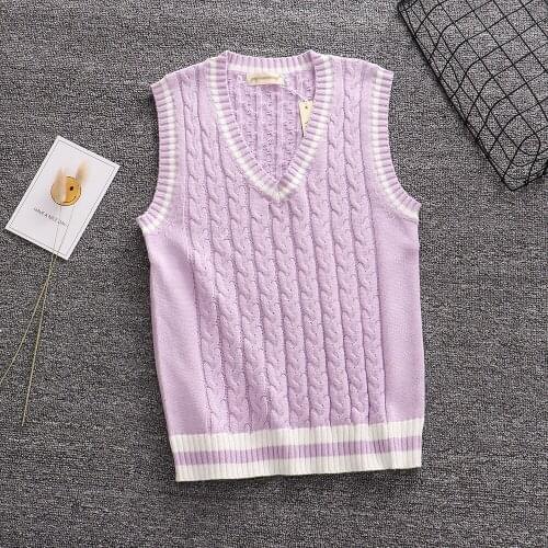Couple many Twisted Sweater vest high school Japanese-style knitting pullover