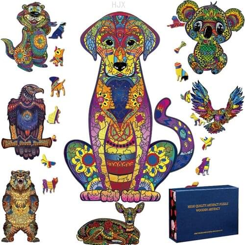 Cool Stuff Wooden Jigsaw Puzzle for Adults 3D Animal Puzzles Games Educational Kids Learning Wood Toys Boys Girls Children Gift