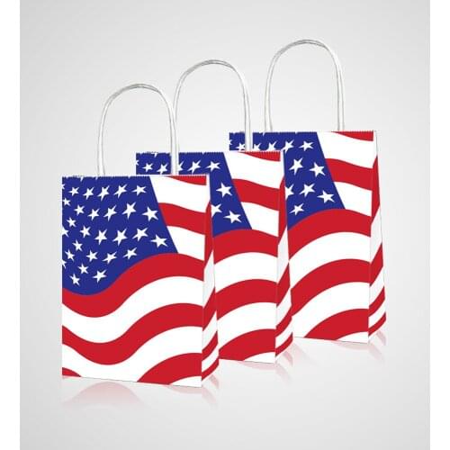 10 X US Flag Gift Bag Kids Birthday Baby Shower Wedding Gifts Packing Party Decor Supply