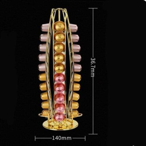 Gold /silver 360 Rotary Shelves Coffee Capsule Holder Coffee Pod Kitchen Shelf for Nespresso 40Pcs Capsule Storage