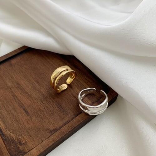 Simple Fashion Double-layer Irregular Ring For Women Men Silver Gold Color Adjustable Opening Ring Trendy Fine Jewelry Gift