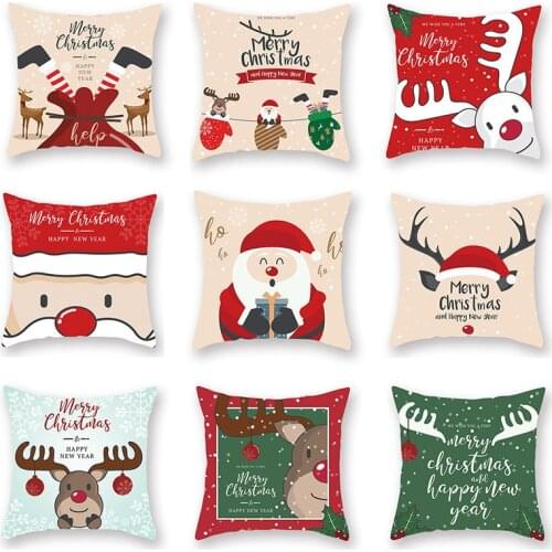Christmas Cushion Cover Merry Christmas Decor For Home Santa Claus Christmas Ornament Xmas Gift Navidad 2021 Happy New Year 2022