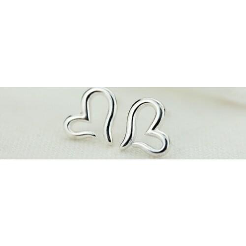 925 Sterling Silver Heart Stud Earrings for Women Girls Wedding Jewelry pendientes brincos eh964